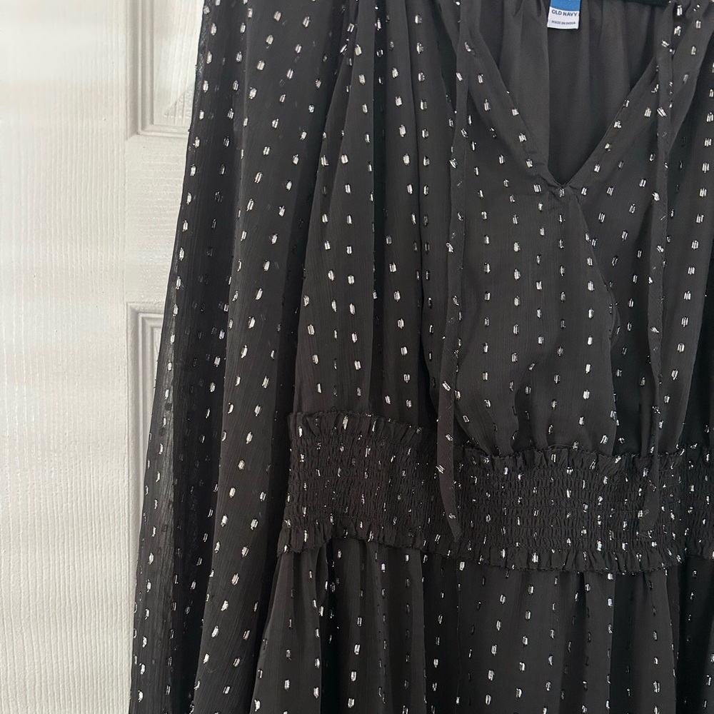 Black Sheer Old Navy Dress 2X Silver Sparkle - Picture 2 of 6
